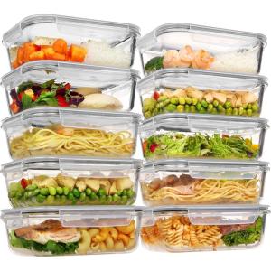 imageVtopmart 10Pack 35oz Glass Food Storage Containers with Lids Meal Prep Containers Airtight Lunch Containers with Snap Locking Lids for Microwave Oven Freezer and Dishwasher10pack 35oz