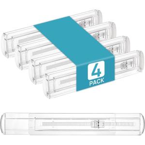 imageVtopmart 4 Pack Drawer Dividers for Clothes 4quot High 102quot166quot Adjustable Expandable Dresser Drawer Organizer Clear Plastic Separators for Dresser Baby Clothing Underwear Cosmetic Toiletries4