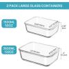 imageVtopmart 122oz50oz Large Glass Food Storage Containers with Airtight Lids Big Glass Containers for Roasting Chicken Baking Casseroles Food Storage Meal Prep Fruits Thanksgiving Meals BPAFree