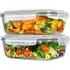 imageVtopmart 2Pack 2260ml 764oz Large Glass Storage Containers with Lids Meal Prep Food Container Set with Snap Airtight Lid for Baking Microwave Oven Leak Proof for Freezer Dishwasher GreyGrey