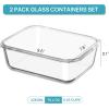 imageVtopmart 2Pack 2260ml 764oz Large Glass Storage Containers with Lids Meal Prep Food Container Set with Snap Airtight Lid for Baking Microwave Oven Leak Proof for Freezer Dishwasher GreyGreen