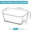 imageVtopmart 65L 220oz 275cup Extra Large Glass Food Storage Containers with Snap Airtight Lids for Roasting Turkey Rotisserie Chicken Baking Watermelon Storage BPA Free Oven Safe Dishwasher