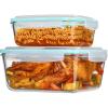 imageVtopmart 122oz50oz Large Glass Food Storage Containers with Airtight Lids Big Glass Containers for Roasting Chicken Baking Casseroles Food Storage Meal Prep Fruits Thanksgiving Meals BPAFree