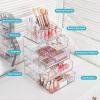 imageVtopmart 3 Tier Clear Makeup Organizer with Drawer Cosmetic Storage for Dresser Countertop and Bathroom Vanity Beauty Holder for Lipstick Brush Skincare3 Tier