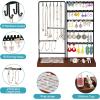 imageVtopmart Jewelry Holder Organizer Stand Tree for Earring Necklace Ring Bracelets Display and Storage with 90 Holes 12 Hooks Black WalnutWalnut