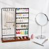 imageVtopmart Jewelry Holder Organizer Stand Tree for Earring Necklace Ring Bracelets Display and Storage with 90 Holes 12 Hooks Black WalnutWalnut