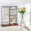 imageVtopmart Jewelry Holder Organizer Stand Tree for Earring Necklace Ring Bracelets Display and Storage with 90 Holes 12 Hooks Black WalnutWalnut