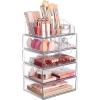 imageVtopmart 3 Tier Clear Makeup Organizer with Drawer Cosmetic Storage for Dresser Countertop and Bathroom Vanity Beauty Holder for Lipstick Brush Skincare5 Tier 2 Sizes Drawer