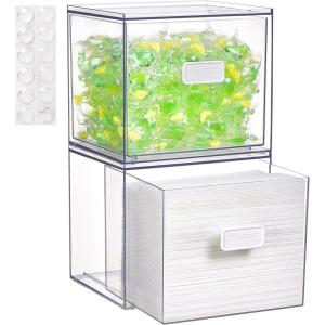 imageVtopmart 2 Pack Dryer Sheet Holder and Laundry Pods ContainerClear Stackable Storage Drawers for Washing Powder Scent Booster Beads Color Catchers ampamp Wool Balls Ideal for Laundry Room Organization