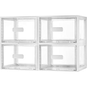 imageVtopmart 4 Pack 13QT Clear Stackable Storage DrawersEasily Assemble Acrylic Closet OrganizersPlastic Storage Bins for BathroomCabinetKitchen PantryUnder Sink Organizationwhite
