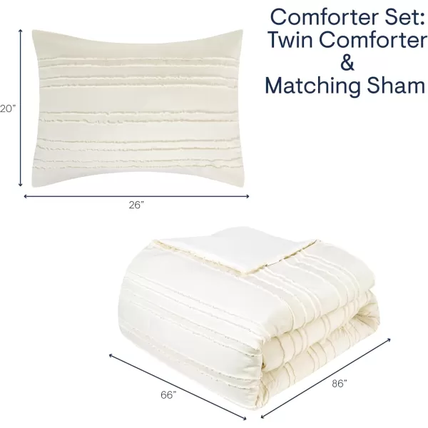 Aeropostale 3 Piece Eloise Eyelash Bedroom Comforter and Matching Sham SetFullQueenIvoryEloise Eyelash Ivory