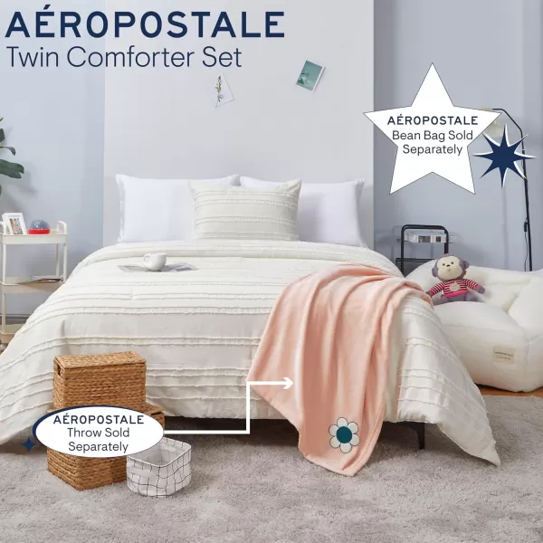 Aeropostale 3 Piece Eloise Eyelash Bedroom Comforter and Matching Sham SetFullQueenIvoryEloise Eyelash Ivory