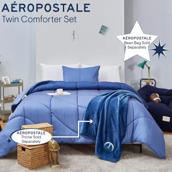 Aeropostale 3 Piece Marshmallow Wave Bedroom Comforter and Matching Sham Set FullQueenNavy BlueMarshmallow Wave Navy
