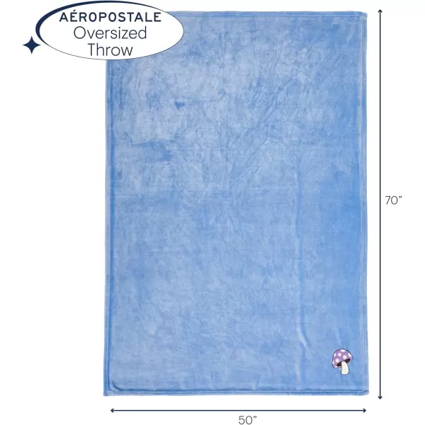 Aeropostale 50quotx70quot Luxurious Blue Soft Plush Oversized Throw Blanket with Decorative Mushroom PatchBlue