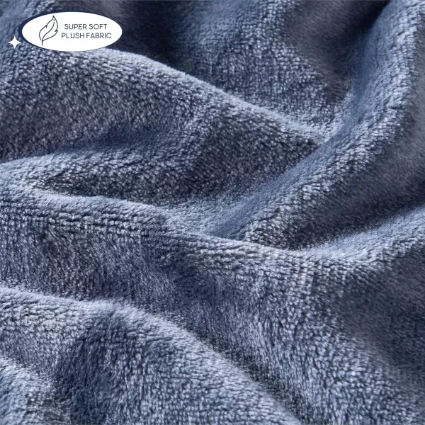 Aeropostale 50quotx70quot Luxurious Blue Soft Plush Oversized Throw Blanket with Decorative Mushroom PatchDark Grey
