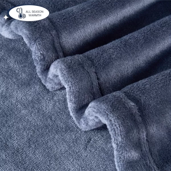 Aeropostale 50quotx70quot Luxurious Blue Soft Plush Oversized Throw Blanket with Decorative Mushroom PatchDark Grey