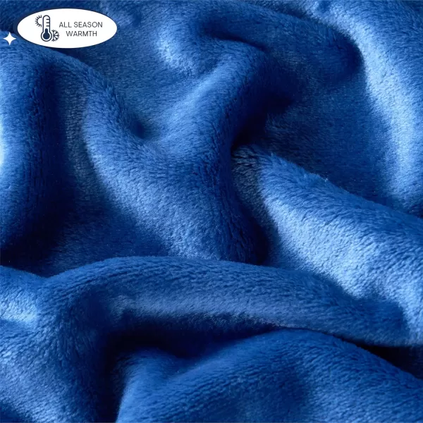 Aeropostale 50quotx70quot Luxurious Blue Soft Plush Oversized Throw Blanket with Decorative Mushroom PatchNavy