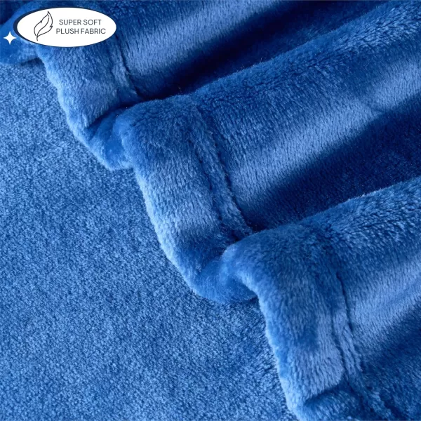 Aeropostale 50quotx70quot Luxurious Blue Soft Plush Oversized Throw Blanket with Decorative Mushroom PatchNavy