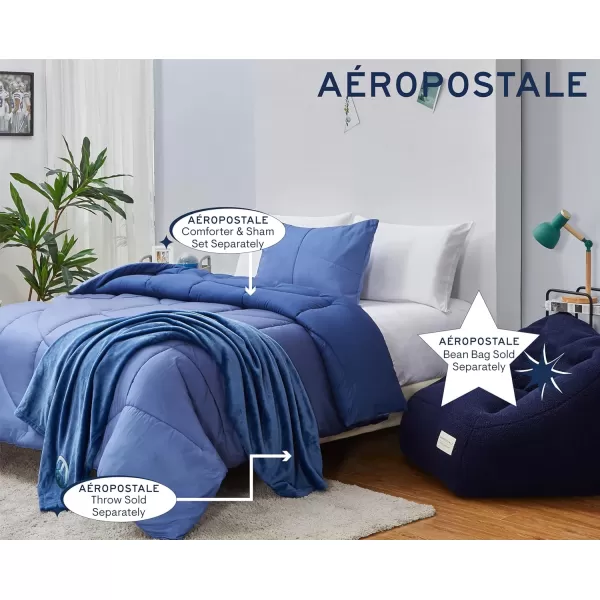 Aeropostale 50quotx70quot Luxurious Blue Soft Plush Oversized Throw Blanket with Decorative Mushroom PatchNavy