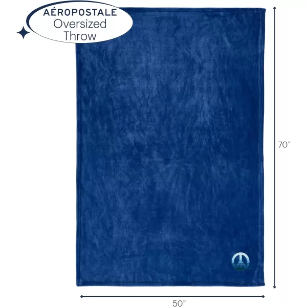 Aeropostale 50quotx70quot Luxurious Blue Soft Plush Oversized Throw Blanket with Decorative Mushroom PatchNavy