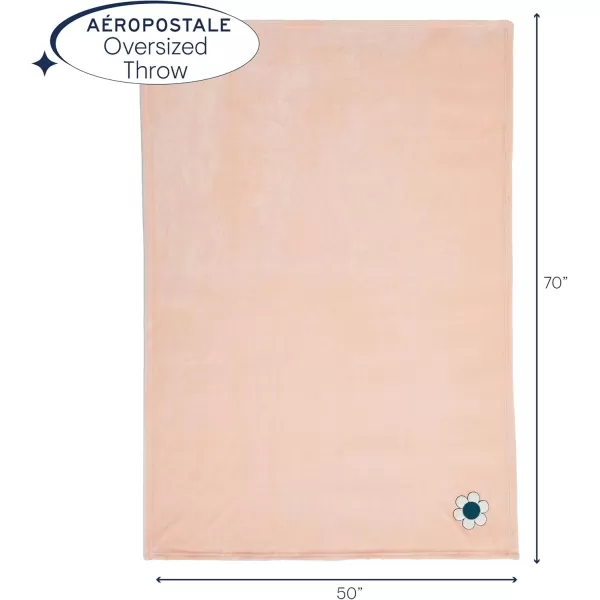 Aeropostale 50quotx70quot Luxurious Blue Soft Plush Oversized Throw Blanket with Decorative Mushroom PatchPink