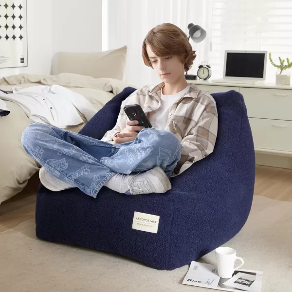 Aeropostale Cozy Sherpa Bean Bag Sofa Chair for Kids Teens and Adults Navy