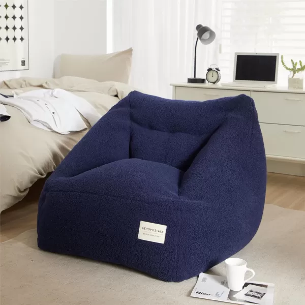 Aeropostale Cozy Sherpa Bean Bag Sofa Chair for Kids Teens and Adults Navy