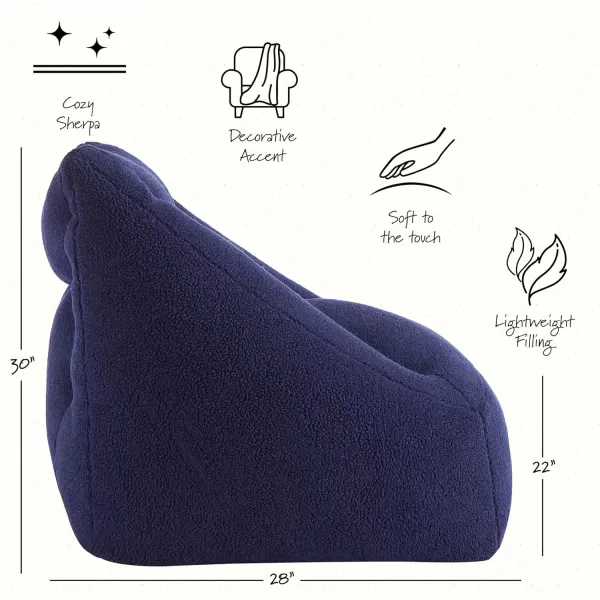 Aeropostale Cozy Sherpa Bean Bag Sofa Chair for Kids Teens and Adults Navy
