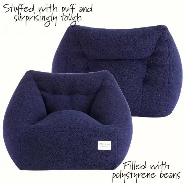 Aeropostale Cozy Sherpa Bean Bag Sofa Chair for Kids Teens and Adults Navy