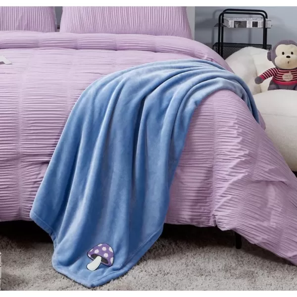 Aeropostale 50quotx70quot Luxurious Blue Soft Plush Oversized Throw Blanket with Decorative Mushroom PatchBlue