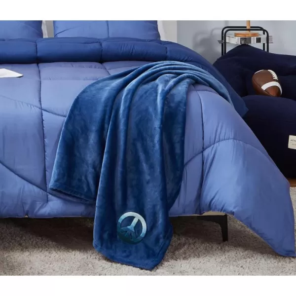 Aeropostale 50quotx70quot Luxurious Blue Soft Plush Oversized Throw Blanket with Decorative Mushroom PatchNavy
