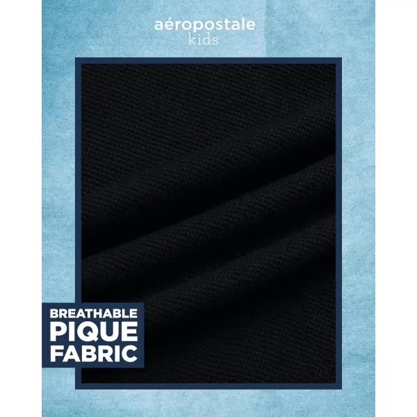 AEROPOSTALE Boys Polo Shirt  Classic Fit Short Sleeve Pique Polo  Comfort Stretch Golf Shirt for Boys 416Black