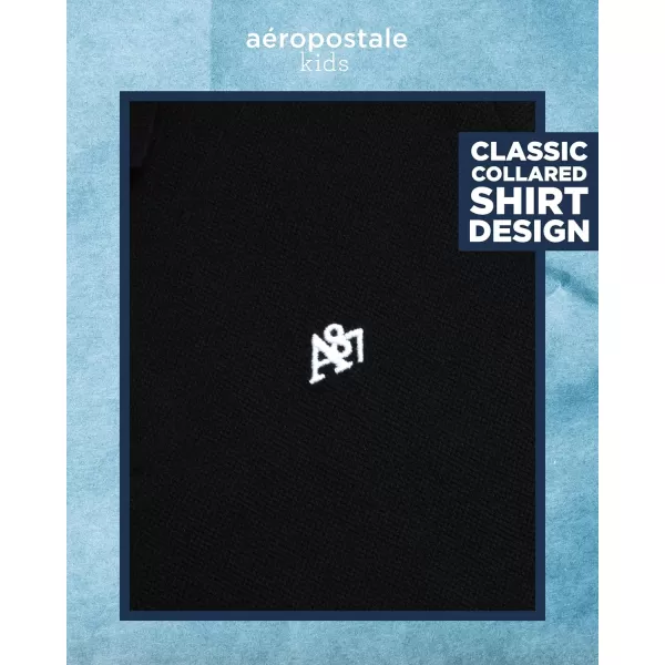 AEROPOSTALE Boys Polo Shirt  Classic Fit Short Sleeve Pique Polo  Comfort Stretch Golf Shirt for Boys 416Black