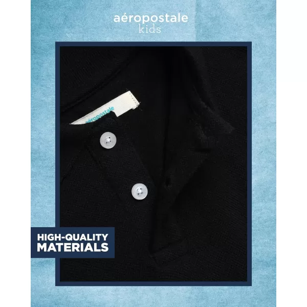 AEROPOSTALE Boys Polo Shirt  Classic Fit Short Sleeve Pique Polo  Comfort Stretch Golf Shirt for Boys 416Black