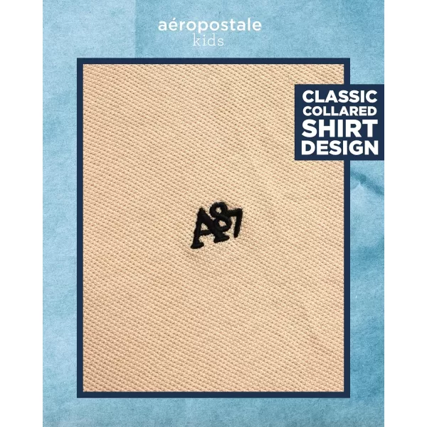 AEROPOSTALE Boys Polo Shirt  Classic Fit Short Sleeve Pique Polo  Comfort Stretch Golf Shirt for Boys 416Cream