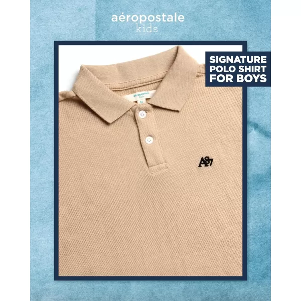 AEROPOSTALE Boys Polo Shirt  Classic Fit Short Sleeve Pique Polo  Comfort Stretch Golf Shirt for Boys 416Cream