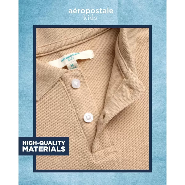 AEROPOSTALE Boys Polo Shirt  Classic Fit Short Sleeve Pique Polo  Comfort Stretch Golf Shirt for Boys 416Cream