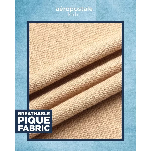 AEROPOSTALE Boys Polo Shirt  Classic Fit Short Sleeve Pique Polo  Comfort Stretch Golf Shirt for Boys 416Cream