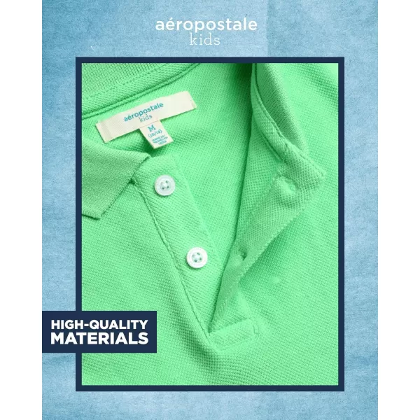 AEROPOSTALE Boys Polo Shirt  Classic Fit Short Sleeve Pique Polo  Comfort Stretch Golf Shirt for Boys 416Green