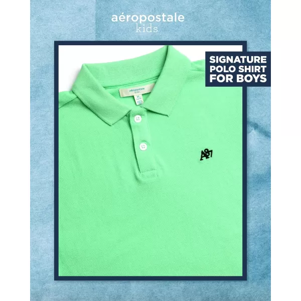 AEROPOSTALE Boys Polo Shirt  Classic Fit Short Sleeve Pique Polo  Comfort Stretch Golf Shirt for Boys 416Green