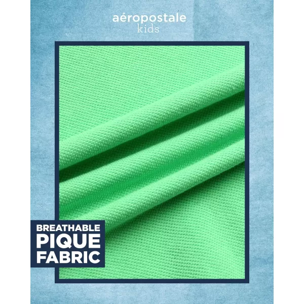 AEROPOSTALE Boys Polo Shirt  Classic Fit Short Sleeve Pique Polo  Comfort Stretch Golf Shirt for Boys 416Green