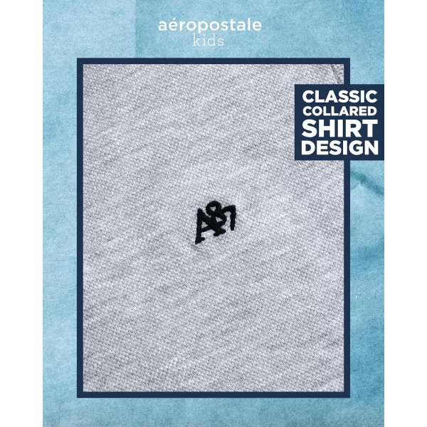 AEROPOSTALE Boys Polo Shirt  Classic Fit Short Sleeve Pique Polo  Comfort Stretch Golf Shirt for Boys 416Grey