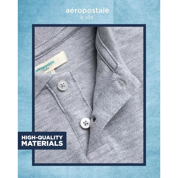 AEROPOSTALE Boys Polo Shirt  Classic Fit Short Sleeve Pique Polo  Comfort Stretch Golf Shirt for Boys 416Grey