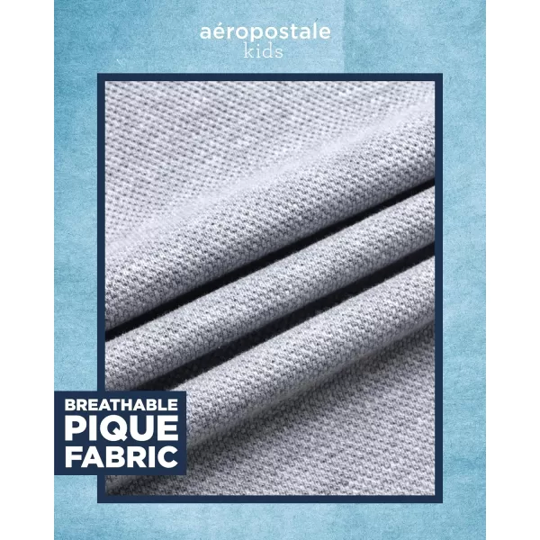 AEROPOSTALE Boys Polo Shirt  Classic Fit Short Sleeve Pique Polo  Comfort Stretch Golf Shirt for Boys 416Grey