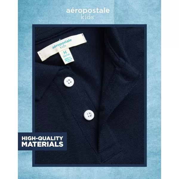 AEROPOSTALE Boys Polo Shirt  Classic Fit Short Sleeve Pique Polo  Comfort Stretch Golf Shirt for Boys 416Navy