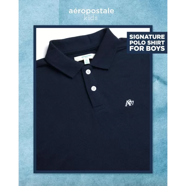 AEROPOSTALE Boys Polo Shirt  Classic Fit Short Sleeve Pique Polo  Comfort Stretch Golf Shirt for Boys 416Navy