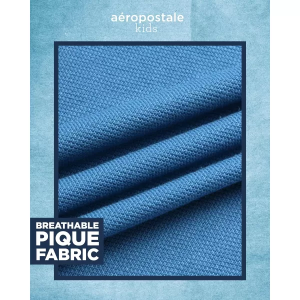 AEROPOSTALE Boys Polo Shirt  Classic Fit Short Sleeve Pique Polo  Comfort Stretch Golf Shirt for Boys 416Parisian Blue
