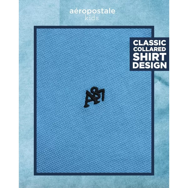 AEROPOSTALE Boys Polo Shirt  Classic Fit Short Sleeve Pique Polo  Comfort Stretch Golf Shirt for Boys 416Parisian Blue