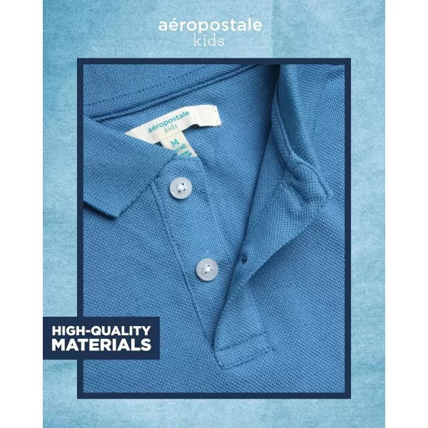 AEROPOSTALE Boys Polo Shirt  Classic Fit Short Sleeve Pique Polo  Comfort Stretch Golf Shirt for Boys 416Parisian Blue
