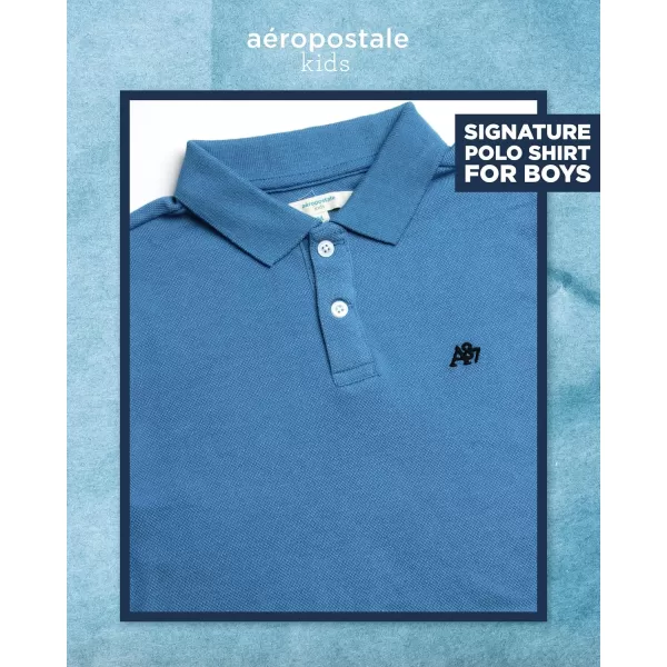 AEROPOSTALE Boys Polo Shirt  Classic Fit Short Sleeve Pique Polo  Comfort Stretch Golf Shirt for Boys 416Parisian Blue